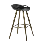 Modern Black Backless Counter Stool with Metal Frame and Plastic Seat