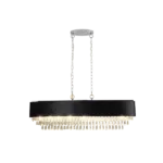 39.4 in. W 8-Lights K9 Crystal Chandelier Modern Ceiling Light Fixture Black 3 Tiers Pendant Lamp, G9, No Bulbs For Indoor