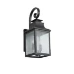 2-Light Black Ground Glass Hardwired Wall Lantern Sconce, Bulbs Not Included for Indoor/OutDoor
