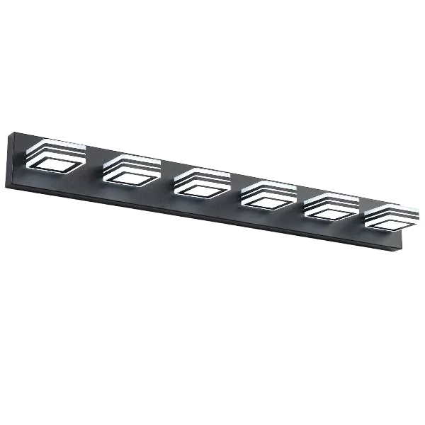 LED Modern Black Vanity Lights, 6-Lights Acrylic Matte Black Bathroom Vanity Lights Over Mirror