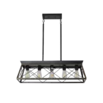 5-Light Farmhouse Chandeliers for Dining Room, Metal Rustic Pendant Island Light Fixture, Modern Rectangular Island Lights for Kitchen, Living Room Black gold(No Bulbs)