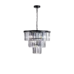 Annapolis 7 -Light Black Unique Tiered Chandelier with Crystal Accents For Indoor