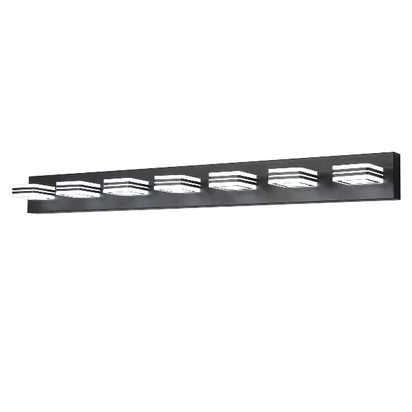 LED Modern Black Vanity Lights, 7-Lights Acrylic Matte Black Bathroom Vanity Lights Over Mirror