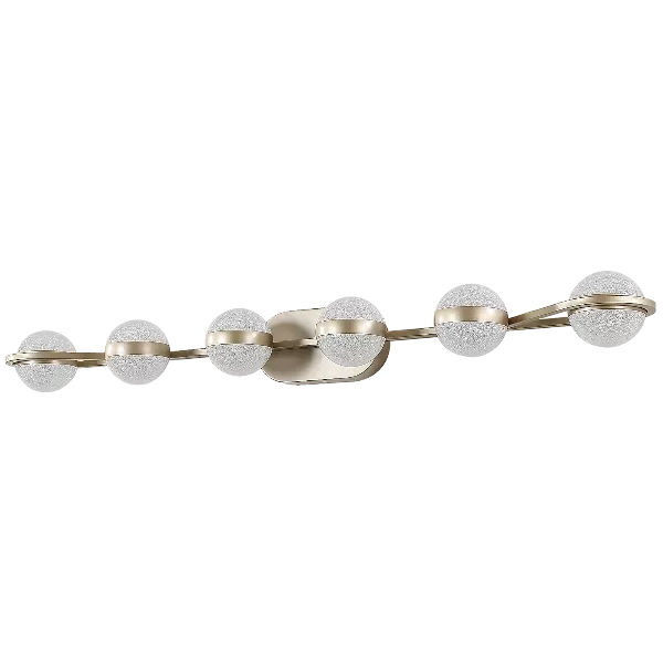 Modern Minimalist Bathroom Vanity Light, LED 6 Bulb Frosted Glass Shades, Wall Mounted Decorative Lighting Fixture, Suitable for Bathroom Vanity Mirror (Champagne Gold)