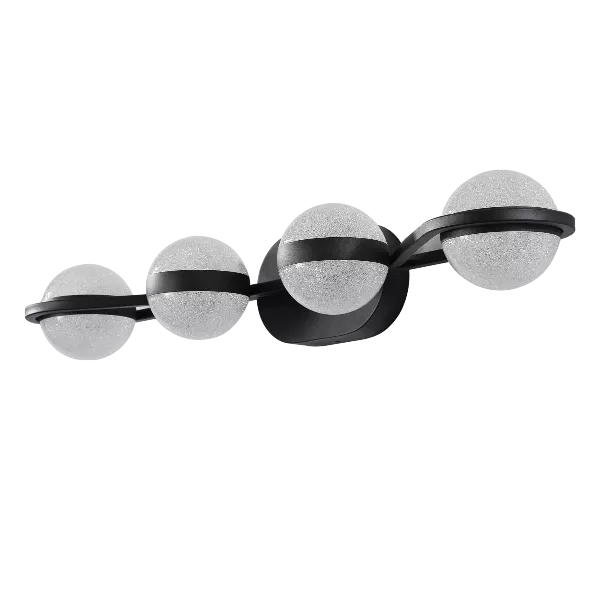 Modern Minimalist Bathroom Vanity Light, LED 4 Bulb Frosted Glass Shades, Wall Mounted Decorative Lighting Fixture, Suitable for Bathroom Vanity Mirror (Black)