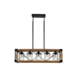 5-Light Retro Farmhouse Chandelier For Kitchen, Living room, Dining room Walnut(No Bulbs