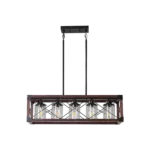 5-Light Retro Farmhouse Chandelier For Kitchen, Living room, Dining room Red and Black(No Bulbs)