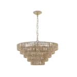 Bohemian style Woven Pendant Light 23.6 Inch Rattan Ligh Large Rattan Pendant Light with 5-Tier Rattan Chandelier--Wood