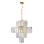 12-Light, French Gold Plus Transparent Crystal Decoration, chandelier Geometric Design, Chandelier for Living-Room