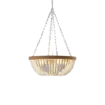 Bohemian style Wood Beaded Chandelier Oak White