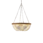 Bohemian style Wood Beaded Chandelier Oak White