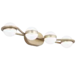 Modern Minimalist Gold Bathroom Vanity Light, 4 Bulb Frosted Glass Shades, Wall Mounted Decorative Lighting Fixture, Suitable for Bathroom Vanity Mirror