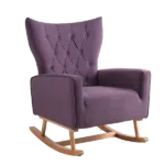 Stylish Lavender purple Velvet Rocking Chair of  Wooden Frame and Legs Ideal for Living Room & Bedroom