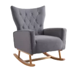 Stylish Gray Velvet Rocking Chair of  Wooden Frame and Legs Ideal for Living Room & Bedroom
