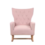 Stylish Pink Velvet Rocking Chair of  Wooden Frame and Legs Ideal for Living Room & Bedroom