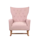 Stylish Pink Velvet Rocking Chair of  Wooden Frame and Legs Ideal for Living Room & Bedroom