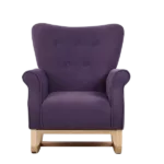 Modern Lavender Purple Velvet High Back Rocking Chair - Comfortable Fabric Padded Seat - Ideal for Baby Nursery - Rubberwood Frame