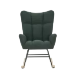 Metal Frame Teddy Fabric Emerald Rocking Chair of Wooden Legs Ideal for Living Room & Bedroom