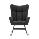 Metal Frame Teddy Fabric Gray Rocking Chair of Wooden Legs Ideal for Living Room & Bedroom
