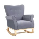 Stylish Gray Velvet Rocking Chair of  Rubber Wood Frame and Legs Ideal for Living Room & Bedroom