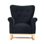 Stylish Black Velvet Rocking Chair of  Rubber Wood Frame and Legs Ideal for Living Room & Bedroom