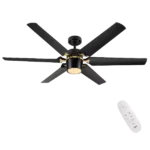 60 in. Integrated LED Modern Luxury Indoor Black Gold Ceiling Fan with DC Rversible Motor and Remote Control