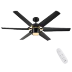 60 in. Integrated LED Modern Luxury Indoor Black Gold Ceiling Fan with DC Rversible Motor and Remote Control