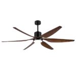 Light Pro 66 in. Smart Indoor Black Standard Ceiling Fan with Brown Blades in Integrated LED
