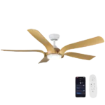 Modern 56 in. Indoor white Smart Ceiling Fan with Integrated LED, 5 Faux Wood Grain Blades and Remote Control Included
