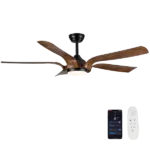 Farmhouse 56 in. Indoor Black Smart Ceiling Fan with Integrated LED, 5 Faux Wood Grain Blades and Remote Included