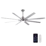 Archer 65 in. Integrated LED Indoor Satin Nickel Ceiling Fan with Light and Remote Control Included