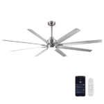 Archer 65 in. Integrated LED Indoor Satin Nickel Ceiling Fan with Light and Remote Control Included