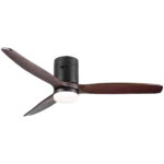 52 in. Integrated LED Indoor Walnut Color Modern Style Ceiling Fan with Remote Control and 6 Gear Wind Speed