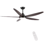 56 In Intergrated LED Indoor 6-Speed Smart Ceiling Fan Lighting with Brown Wood Grain ABS Blade