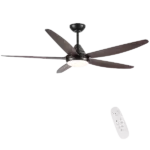 56 In Intergrated LED Indoor 6-Speed Smart Ceiling Fan Lighting with Brown Wood Grain ABS Blade