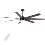 Breezary 65 Inch 8 Blade Ceiling Fans with Light Remote Control, Quiet DC Motor, 8 Reversible Blade, LED Lighting Chandelier Industrial Ceiling Fan for Bedroom