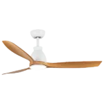 52 in. Indoor White Modern LED Ceiling Fan with Remote Control and 3-Antique Brown Wood Graiin Blade
