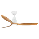 52 in. Indoor White Modern LED Ceiling Fan with Remote Control and 3-Antique Brown Wood Graiin Blade