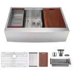 33x22-inch Single Bowl Stainless Steel Farmhouse Workstation Kitchen Sink