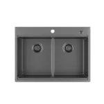 33 Inch Gunmetal Black  Topmount Workstation  Kitchen Sink 16 Gauge 304 Stainless Steel  Double Bowl Sink