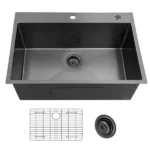30 Inch Topmount Gunmetal Black 18 Gauge Single Bowl Kitchen Sink