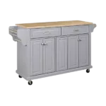 Cambridge Natural Wood Top Kitchen Island with Storage