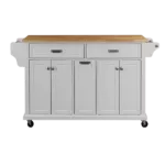 Cambridge Natural Wood Top Kitchen Island with Storage