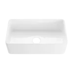 Fireclay Farmhouse Kitchen Sink 30 Inch White Farm Sink Apron Front Single Bowl Deep with Bottom Grid & Sink