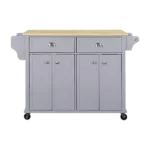 Cambridge Natural Wood Top Kitchen Island with Storage