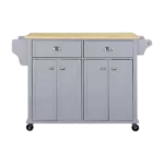 Cambridge Natural Wood Top Kitchen Island with Storage