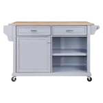 Cambridge Natural Wood Top Kitchen Island with Storage
