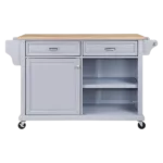 Cambridge Natural Wood Top Kitchen Island with Storage