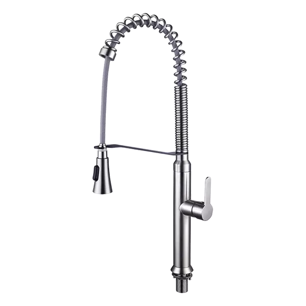 Single Handle Kitchen Faucet With pull Down Sprayer and Brushed Nickel Finish
