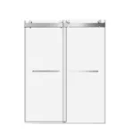 Elan 56 to 60 in. W x 76 in. H Sliding Frameless Soft-Close Shower Door with Premium 3/8 Inch (10mm) Thick Tampered Glass in Brushed Nickel 23D02-60BN
